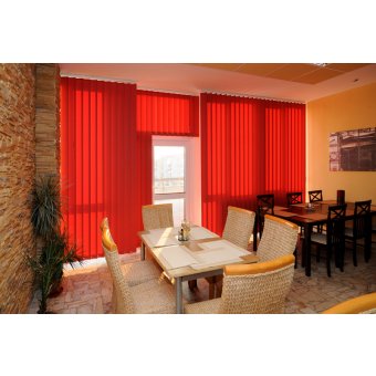 Cortina Lamas Verticales DSM Traslúcido Rojo